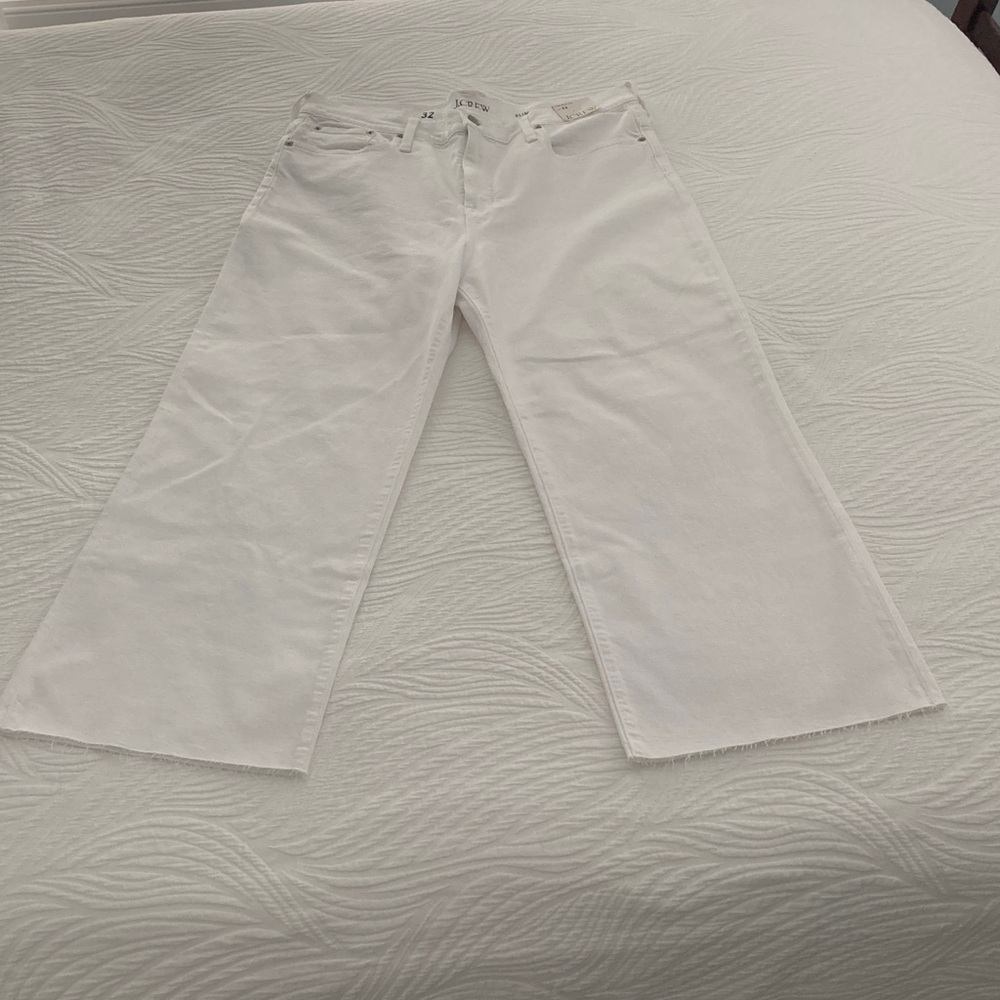 J. Crew White Slim Wide Leg Jeans.  Sz 32.  NWT